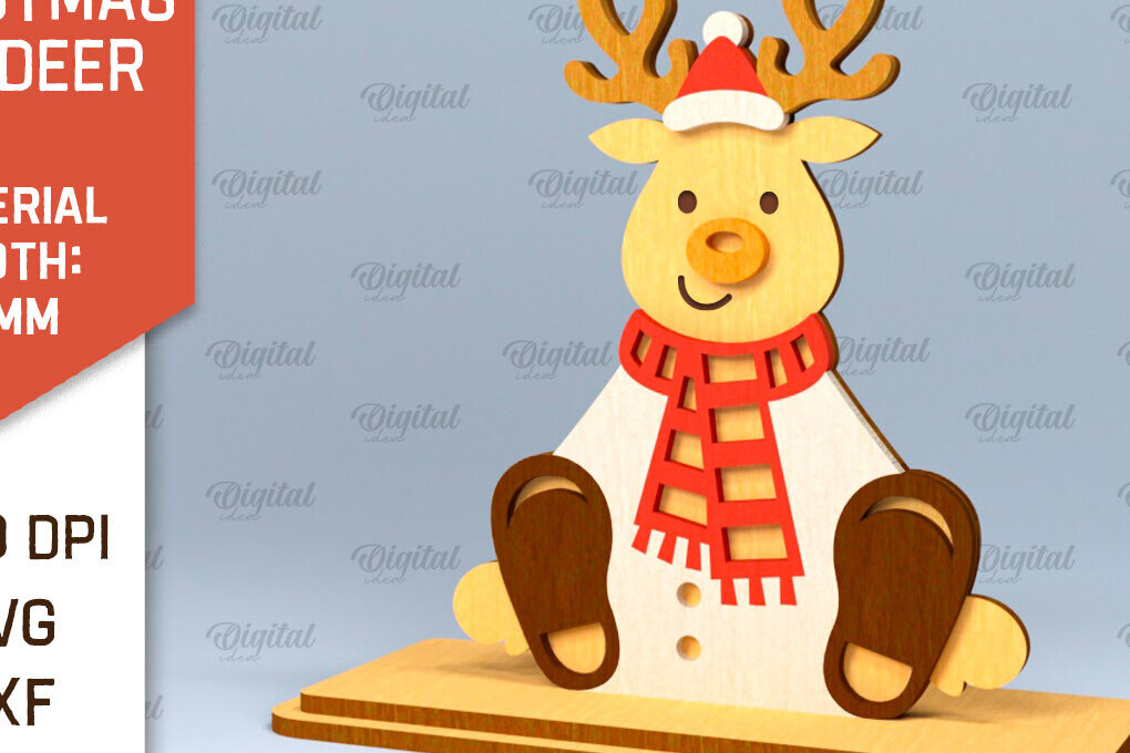 Intra απο ξύλο plywood 3mm-4mm πάχος Χριστουγεννιάτικο ταράνδων Δίασταση 15x15 cm INTRAFABR-101383618