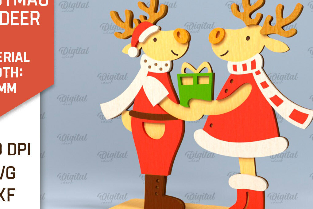 Intra απο ξύλο plywood 3mm-4mm πάχος Χριστουγεννιάτικο ταράνδων Δίασταση 15x15 cm INTRAFABR-101383838