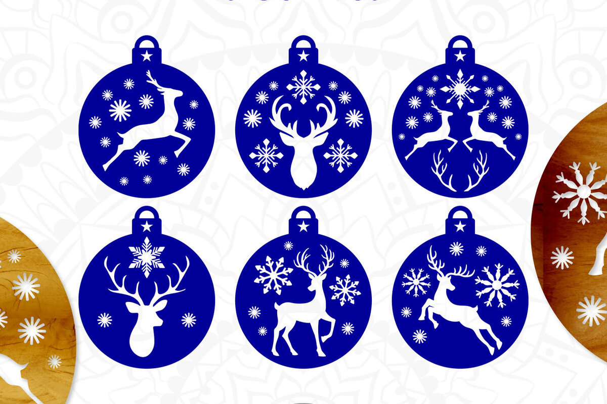 Σετ των 3 Intra απο ξύλο plywood 3mm-4mm πάχος Χριστουγεννιάτικο στολίδι με τάρανδο  Δίασταση 8x8 cm INTRAFABR-50241022