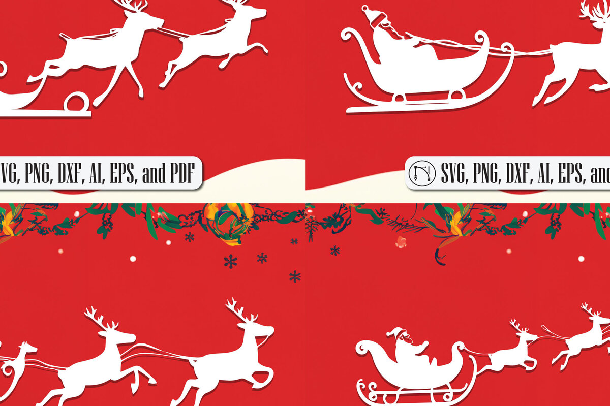 Σετ των 3 Intra απο ξύλο plywood 3mm-4mm πάχος Sleigh Christmas Reindeer Sleigh Δίασταση 8x8 cm INTRAFABR-105502516