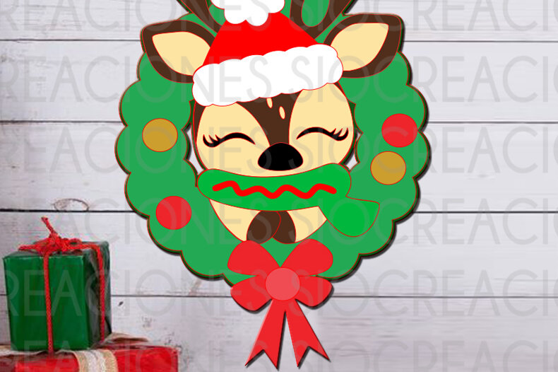 Σετ των 2 Intra απο ξύλο plywood 3mm-4mm πάχος Christmas Reindeer Δίασταση 15x15 cm INTRAFABR-81229453