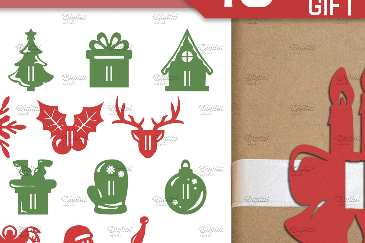 Σετ των 2 Intra απο ξύλο plywood 3mm-4mm πάχος ετικετών με χριστουγεννιάτικη κορδέλα Δίασταση 15x15 cm INTRAFABR-83082041