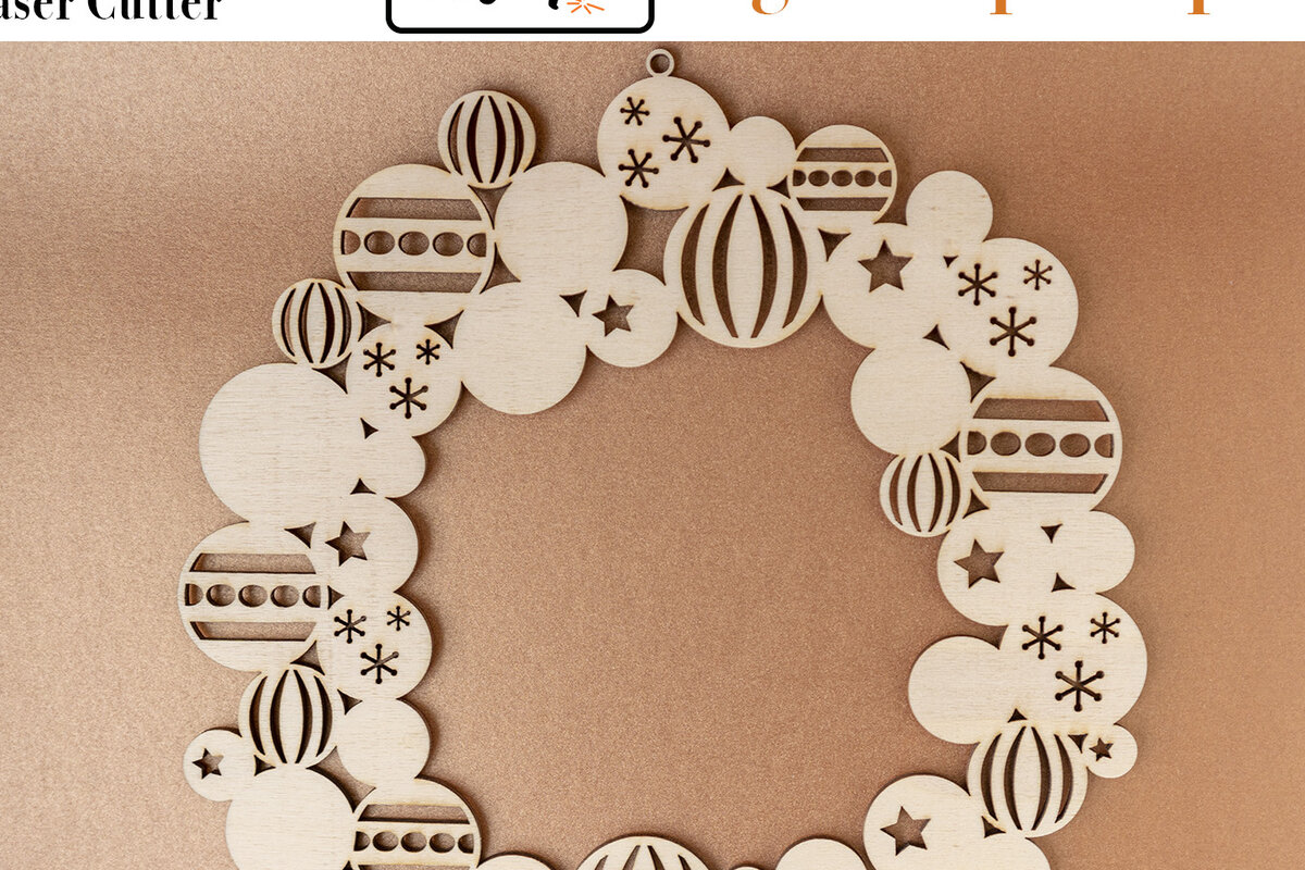 Σετ των 2 Intra απο ξύλο plywood 3mm-4mm πάχος Χριστουγεννιάτικο δαχτυλιδιού για κόφτη λέιζερ Δίασταση 15x15 cm INTRAFABR-53396902