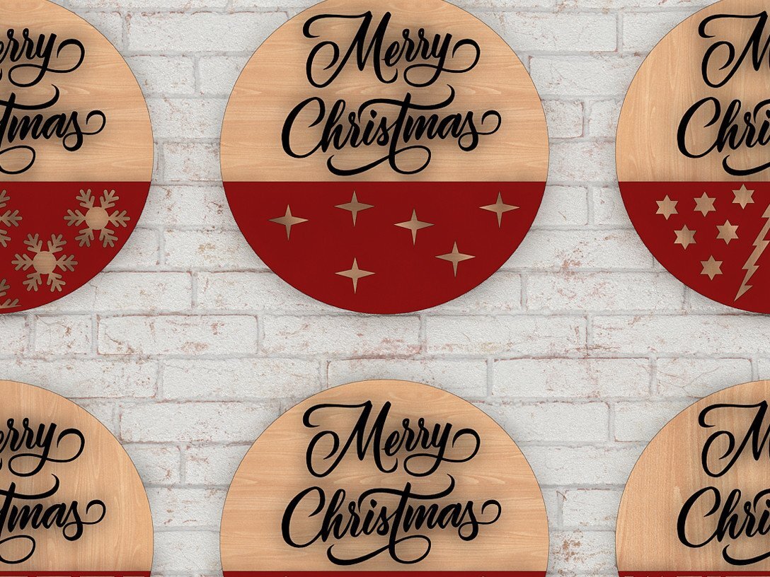 Intra απο ξύλο plywood 3mm-4mm πάχος Χριστουγεννιάτικα μοτίβα κρεμάστρας στρογγυλής πόρτας Δίασταση 30x20 cm INTRAFABR-39970542