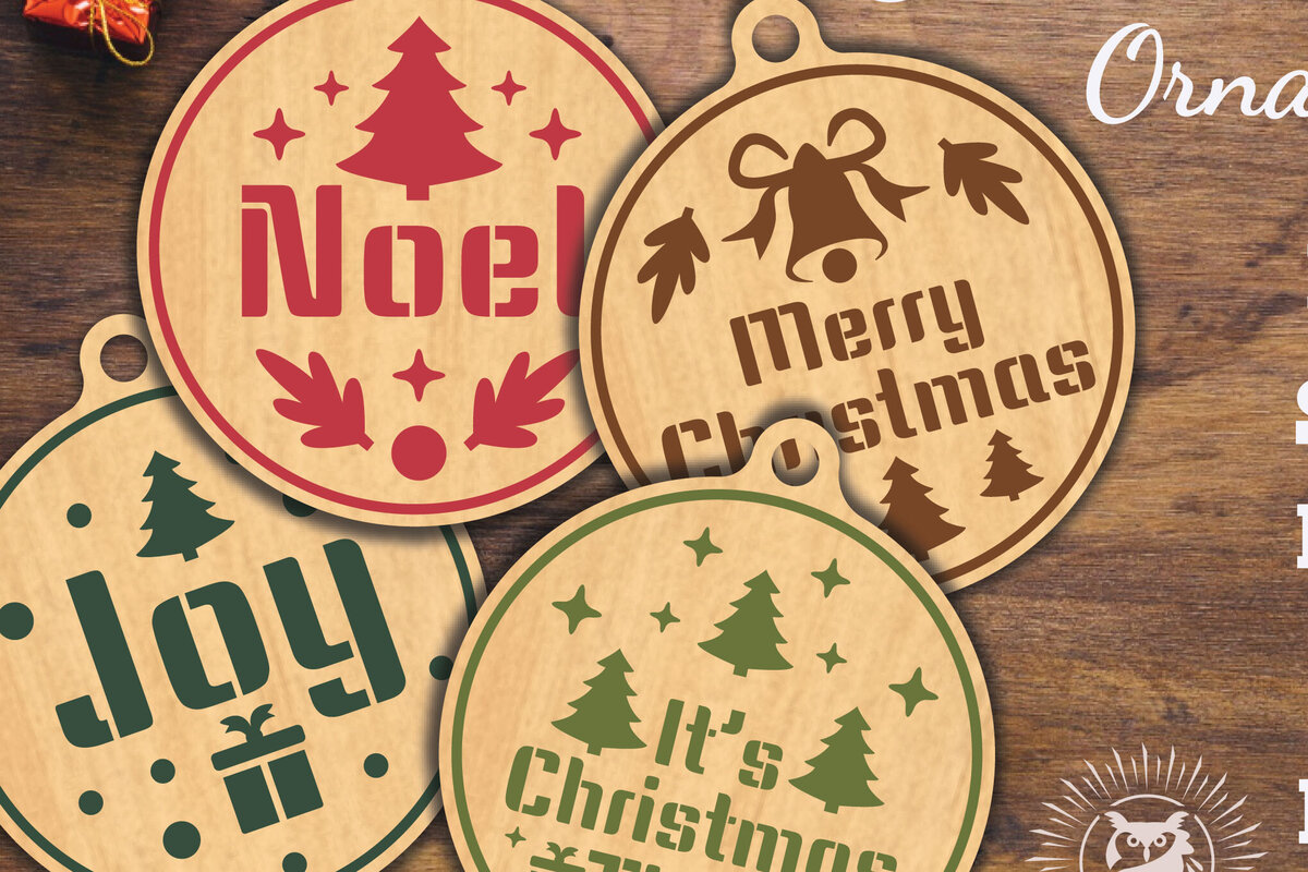 Σετ των 3 Intra απο ξύλο plywood 3mm-4mm πάχος Χριστουγεννιάτικο Στρογγυλό Στολίδι 1 Δίασταση 8x8 cm INTRAFABR-112467265