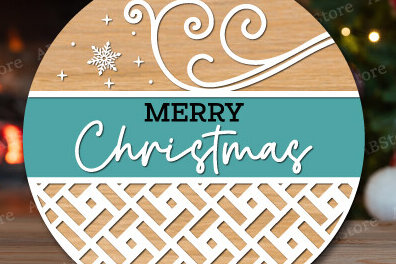 Σετ των 2 Intra απο ξύλο plywood 3mm-4mm πάχος Χριστουγεννιάτικο στρογγυλό σημάδι κοπής με λέιζερ Δίασταση 15x15 cm INTRAFABR-106049193