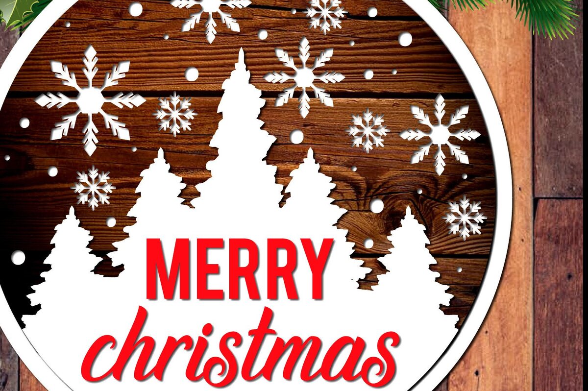 Σετ των 2 Intra απο ξύλο plywood 3mm-4mm πάχος Christmas Round Welcome Wood Δίασταση 15x15 cm INTRAFABR-37838401