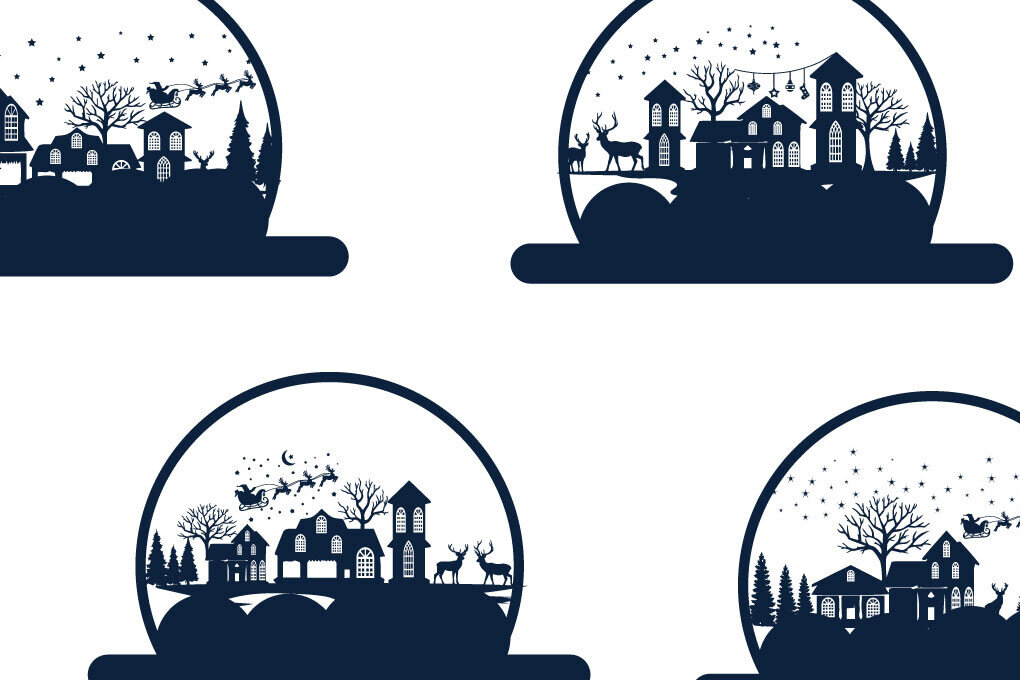 Σετ των 2 Intra απο ξύλο plywood 3mm-4mm πάχος Χριστουγεννιάτικο Στρογγυλό Χειμερινό Σπίτι Δίασταση 15x15 cm INTRAFABR-80220262