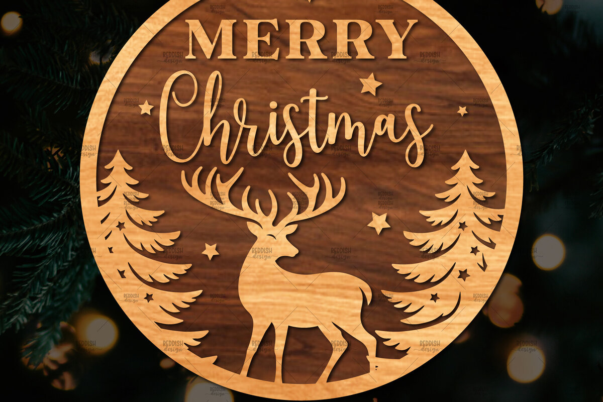 Σετ των 2 Intra απο ξύλο plywood 3mm-4mm πάχος Χριστουγεννιάτικη στρογγυλή ξύλινη πινακίδα Δίασταση 15x15 cm INTRAFABR-107368843