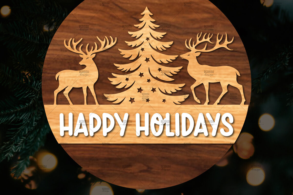 Σετ των 2 Intra απο ξύλο plywood 3mm-4mm πάχος Χριστουγεννιάτικη στρογγυλή ξύλινη πινακίδα Δίασταση 15x15 cm INTRAFABR-107368874