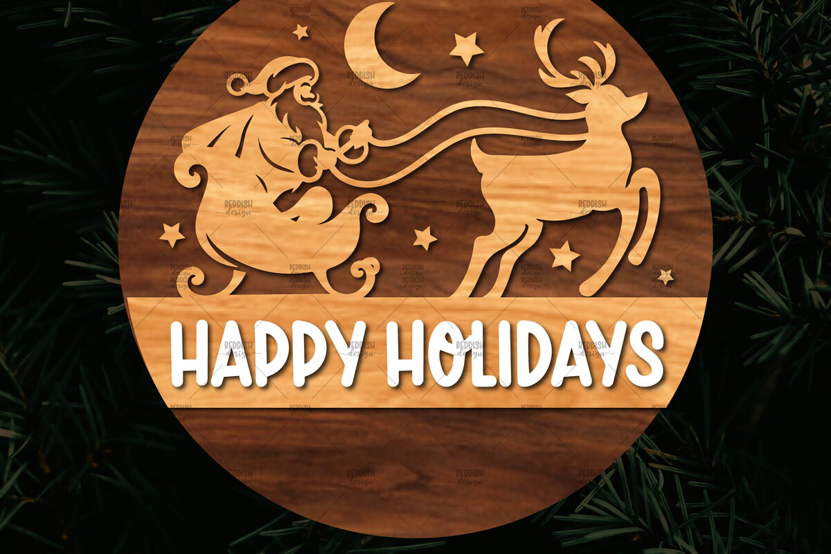 Σετ των 2 Intra απο ξύλο plywood 3mm-4mm πάχος Χριστουγεννιάτικη στρογγυλή ξύλινη πινακίδα Δίασταση 15x15 cm INTRAFABR-107368928