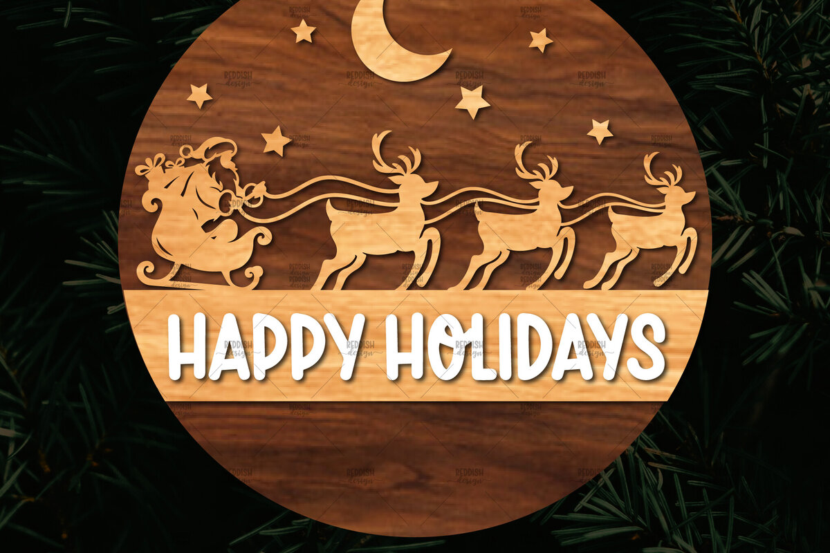 Σετ των 3 Intra απο ξύλο plywood 3mm-4mm πάχος Χριστουγεννιάτικη στρογγυλή ξύλινη πινακίδα Δίασταση 15x15 cm INTRAFABR-107369135