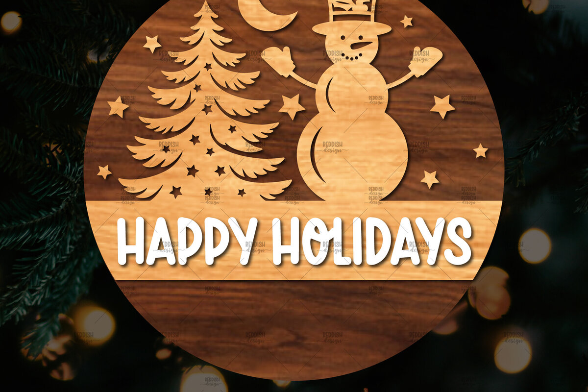 Σετ των 2 Intra απο ξύλο plywood 3mm-4mm πάχος Χριστουγεννιάτικη στρογγυλή ξύλινη πινακίδα Δίασταση 15x15 cm INTRAFABR-107369176