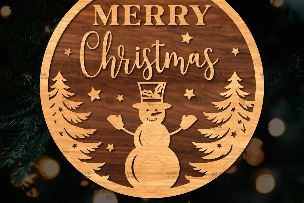 Σετ των 2 Intra απο ξύλο plywood 3mm-4mm πάχος Χριστουγεννιάτικη στρογγυλή ξύλινη πινακίδα Δίασταση 15x15 cm INTRAFABR-107369353