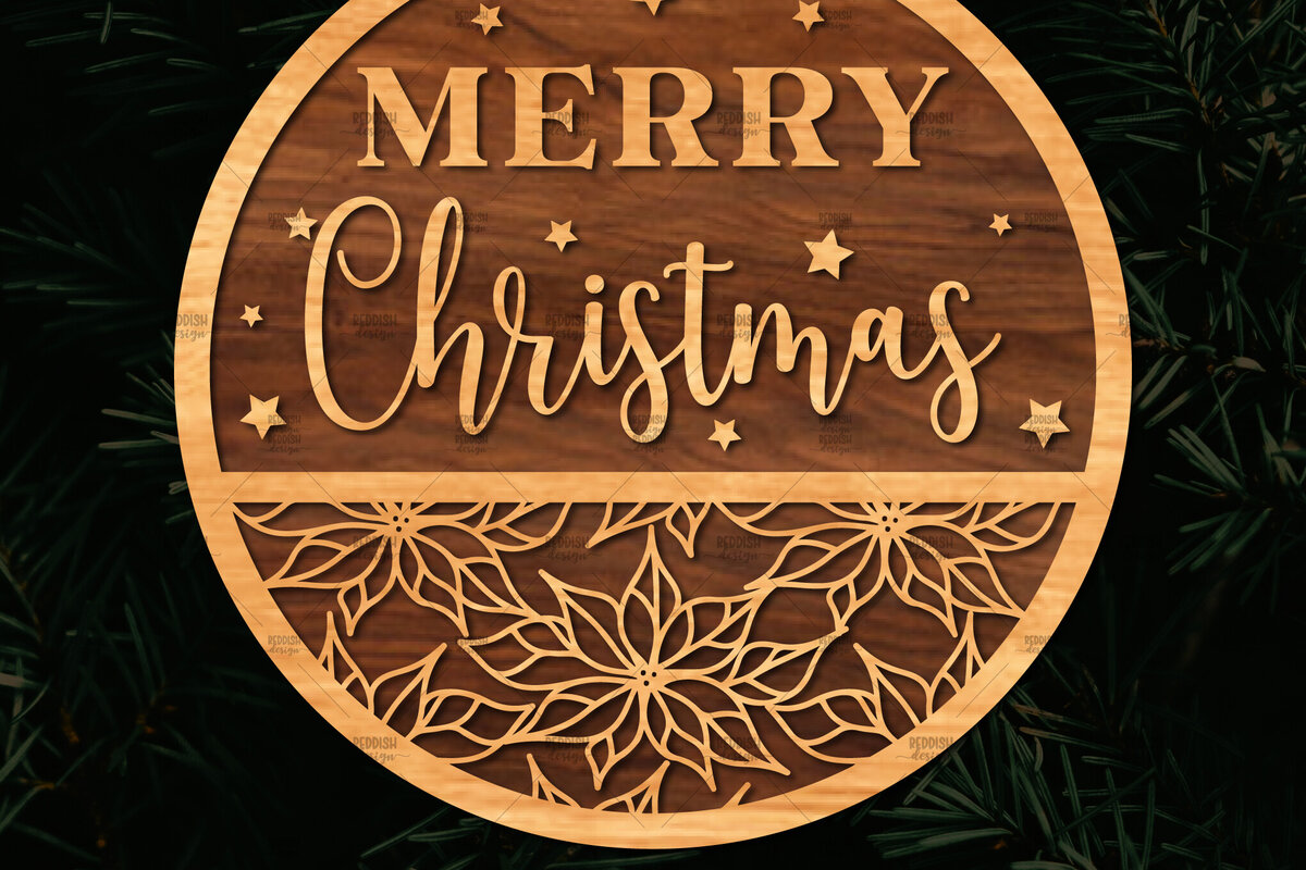 Σετ των 2 Intra απο ξύλο plywood 3mm-4mm πάχος Χριστουγεννιάτικη στρογγυλή ξύλινη πινακίδα Δίασταση 15x15 cm INTRAFABR-107369365