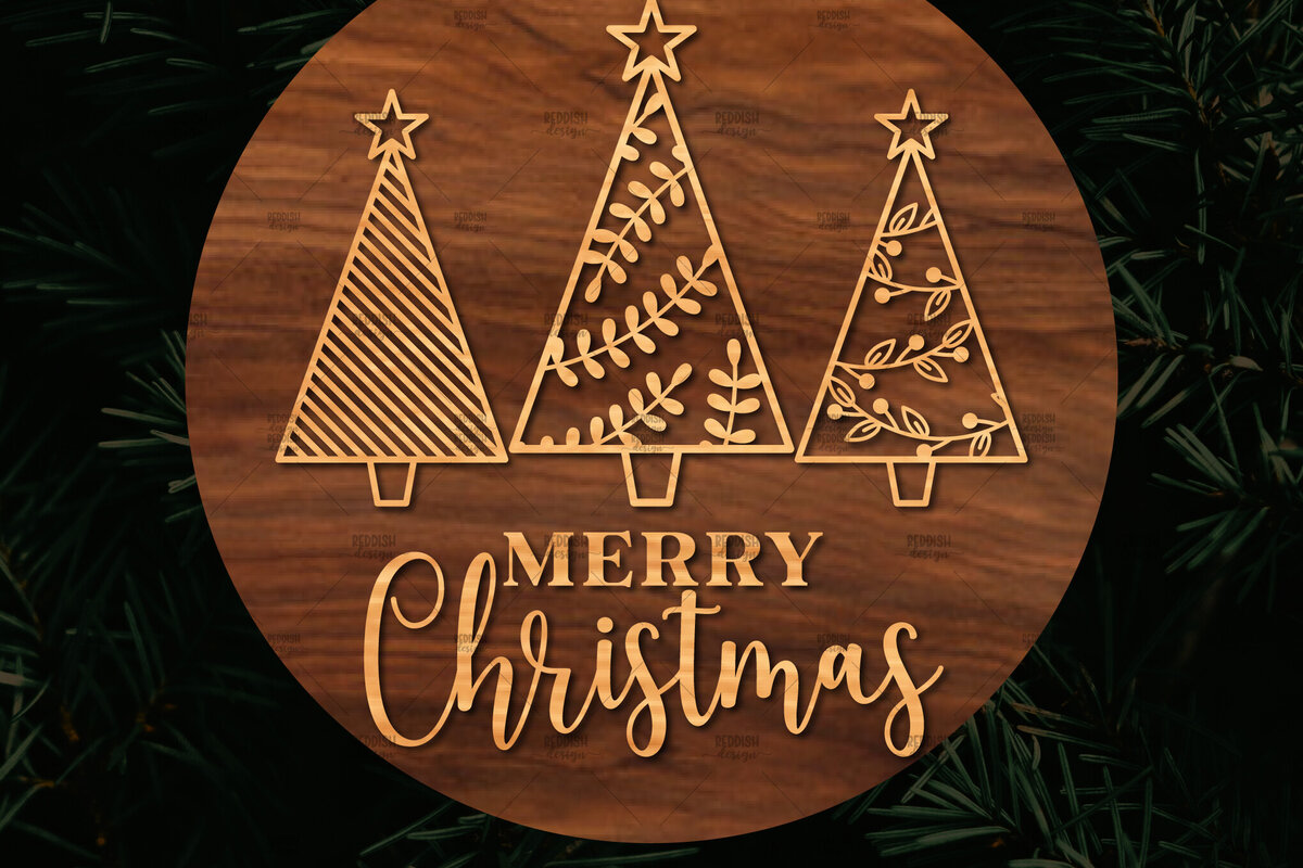 Σετ των 2 Intra απο ξύλο plywood 3mm-4mm πάχος Χριστουγεννιάτικη στρογγυλή ξύλινη πινακίδα Δίασταση 15x15 cm INTRAFABR-107368600