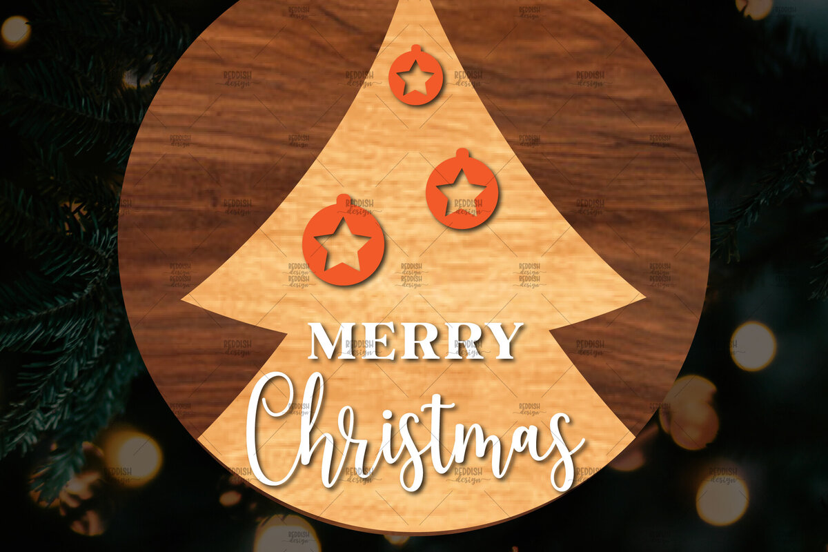 Σετ των 2 Intra απο ξύλο plywood 3mm-4mm πάχος Χριστουγεννιάτικη στρογγυλή ξύλινη πινακίδα Δίασταση 15x15 cm INTRAFABR-107369845