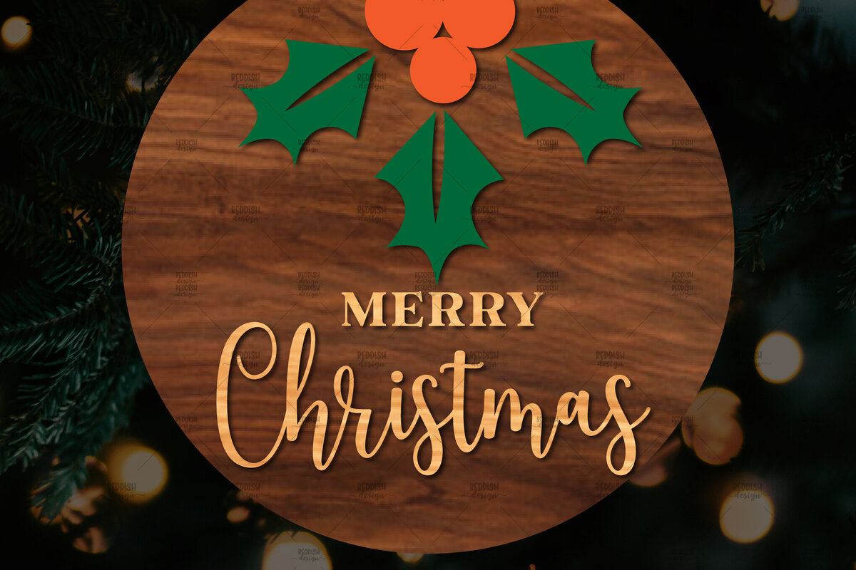 Σετ των 2 Intra απο ξύλο plywood 3mm-4mm πάχος Χριστουγεννιάτικη στρογγυλή ξύλινη πινακίδα Δίασταση 15x15 cm INTRAFABR-107369872