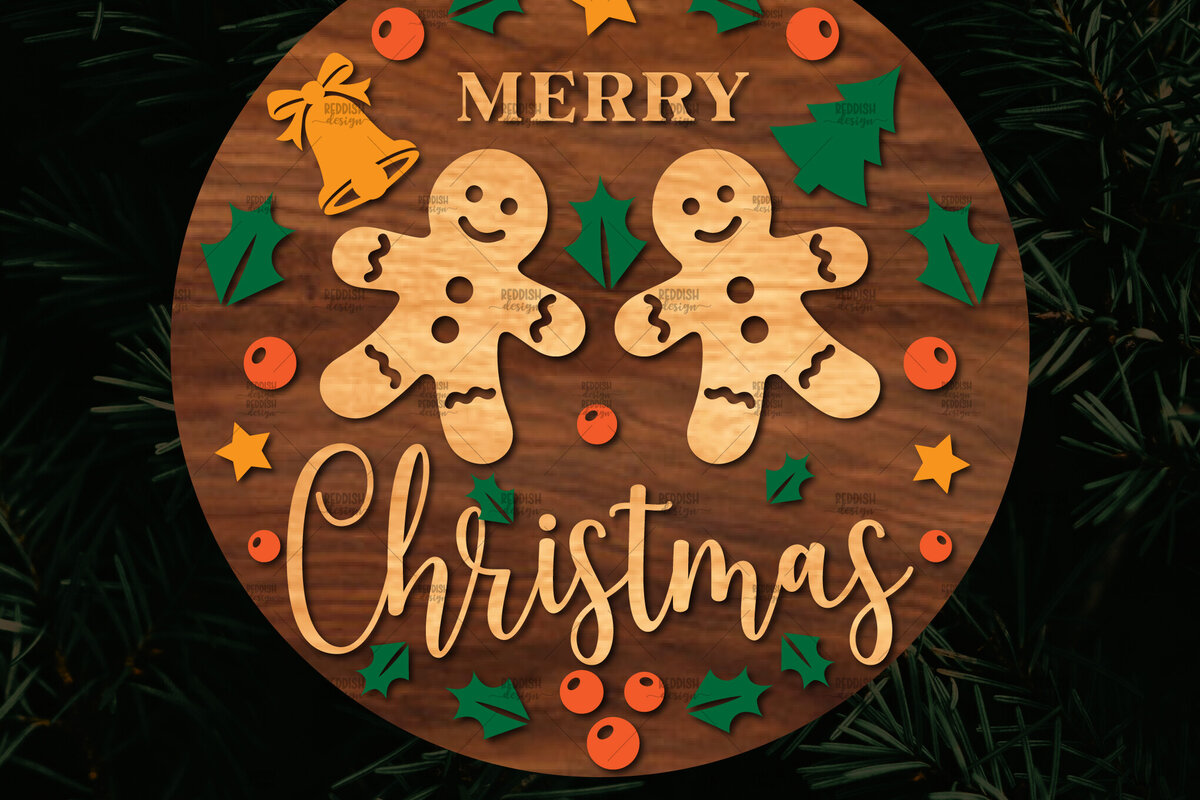 Σετ των 2 Intra απο ξύλο plywood 3mm-4mm πάχος Χριστουγεννιάτικη στρογγυλή ξύλινη πινακίδα Δίασταση 15x15 cm INTRAFABR-107369898