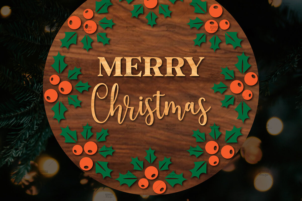 Σετ των 2 Intra απο ξύλο plywood 3mm-4mm πάχος Χριστουγεννιάτικη στρογγυλή ξύλινη πινακίδα Δίασταση 15x15 cm INTRAFABR-107369928