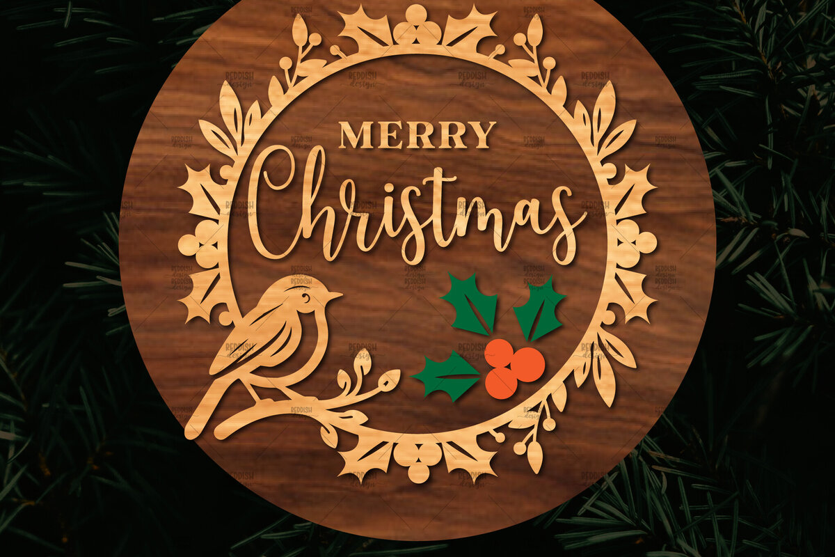 Intra απο ξύλο plywood 3mm-4mm πάχος Χριστουγεννιάτικη στρογγυλή ξύλινη πινακίδα Δίασταση 15x15 cm INTRAFABR-107369953