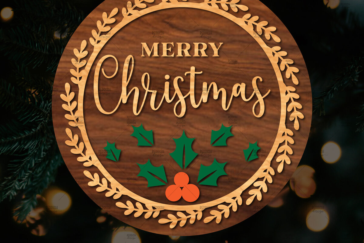 Σετ των 2 Intra απο ξύλο plywood 3mm-4mm πάχος Χριστουγεννιάτικη στρογγυλή ξύλινη πινακίδα Δίασταση 15x15 cm INTRAFABR-107370006