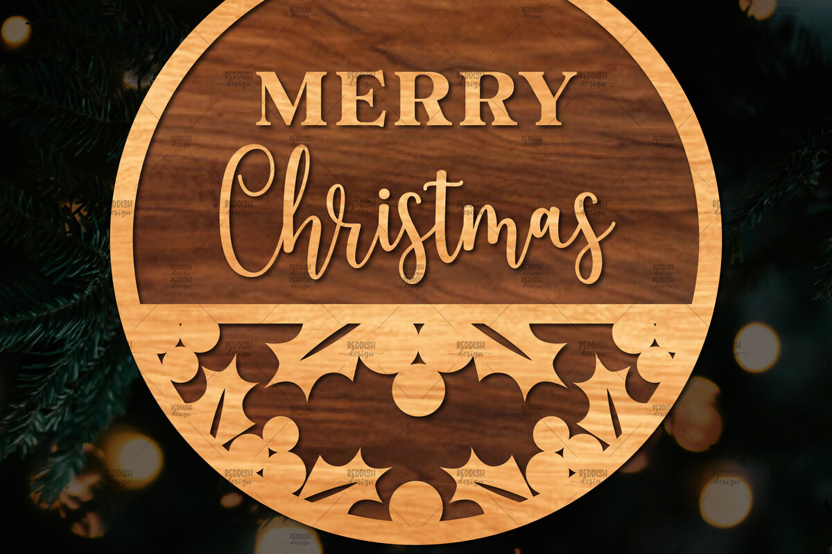 Σετ των 2 Intra απο ξύλο plywood 3mm-4mm πάχος Χριστουγεννιάτικη στρογγυλή ξύλινη πινακίδα Δίασταση 15x15 cm INTRAFABR-107368633