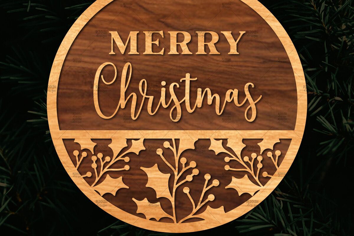 Σετ των 2 Intra απο ξύλο plywood 3mm-4mm πάχος Χριστουγεννιάτικη στρογγυλή ξύλινη πινακίδα Δίασταση 15x15 cm INTRAFABR-107368660