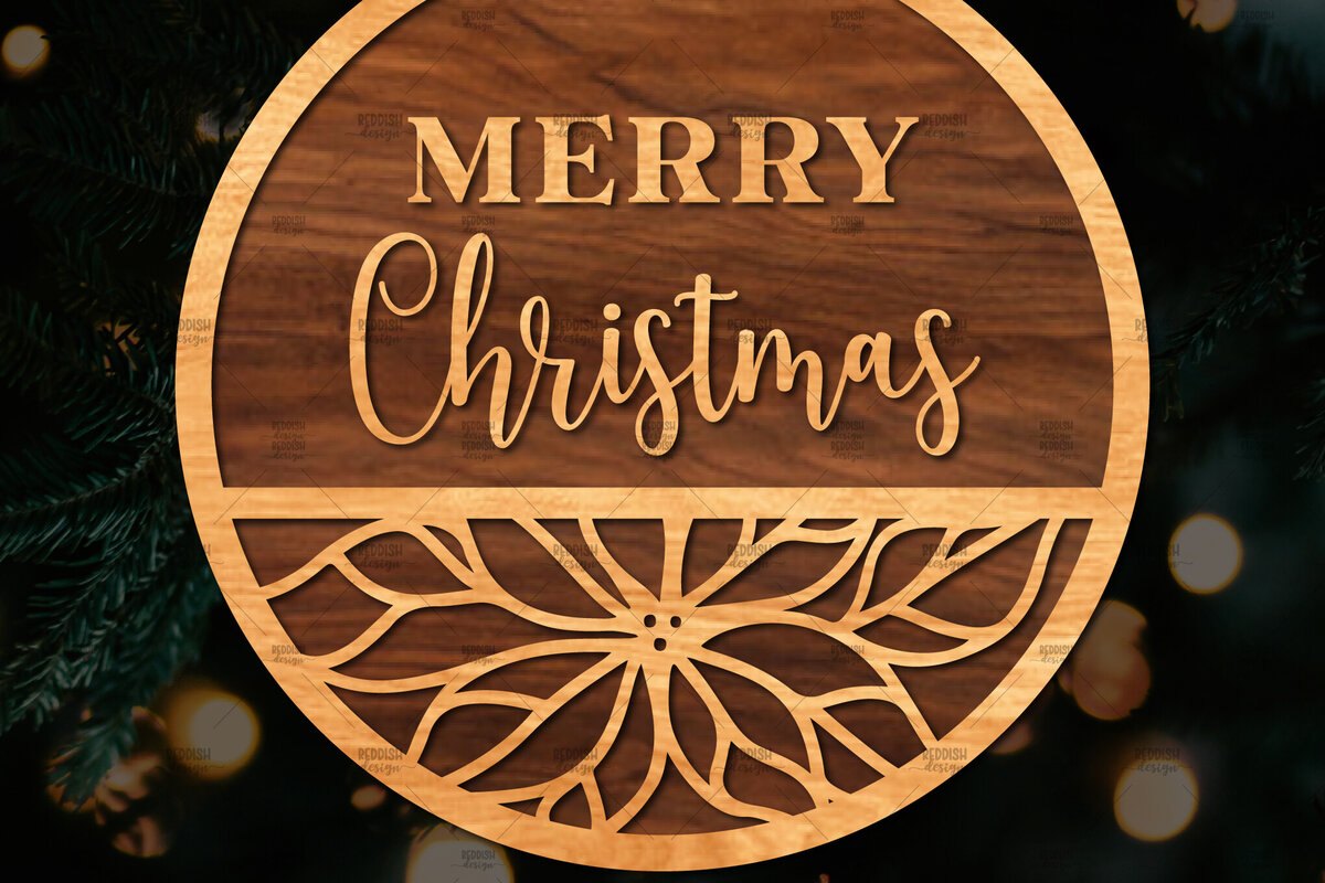 Σετ των 2 Intra απο ξύλο plywood 3mm-4mm πάχος Χριστουγεννιάτικη στρογγυλή ξύλινη πινακίδα Δίασταση 15x15 cm INTRAFABR-107368726