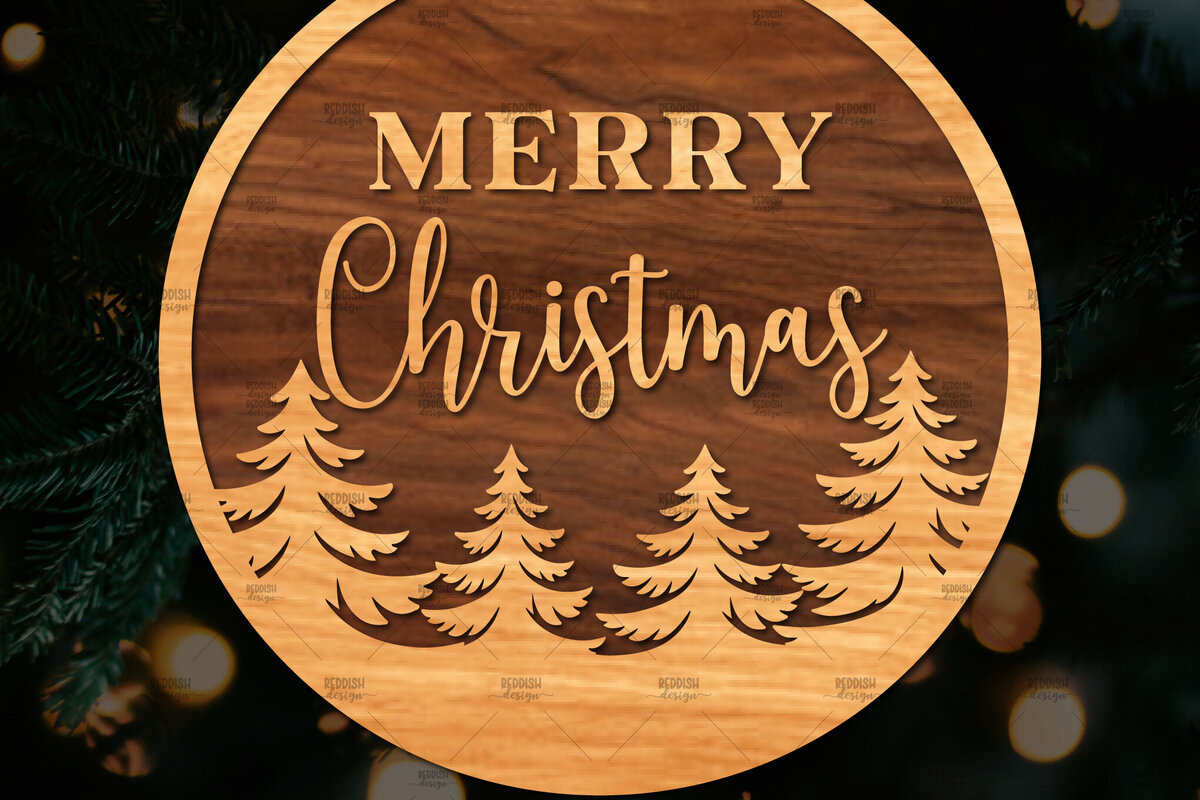 Σετ των 2 Intra απο ξύλο plywood 3mm-4mm πάχος Χριστουγεννιάτικη στρογγυλή ξύλινη πινακίδα Δίασταση 15x15 cm INTRAFABR-107368588