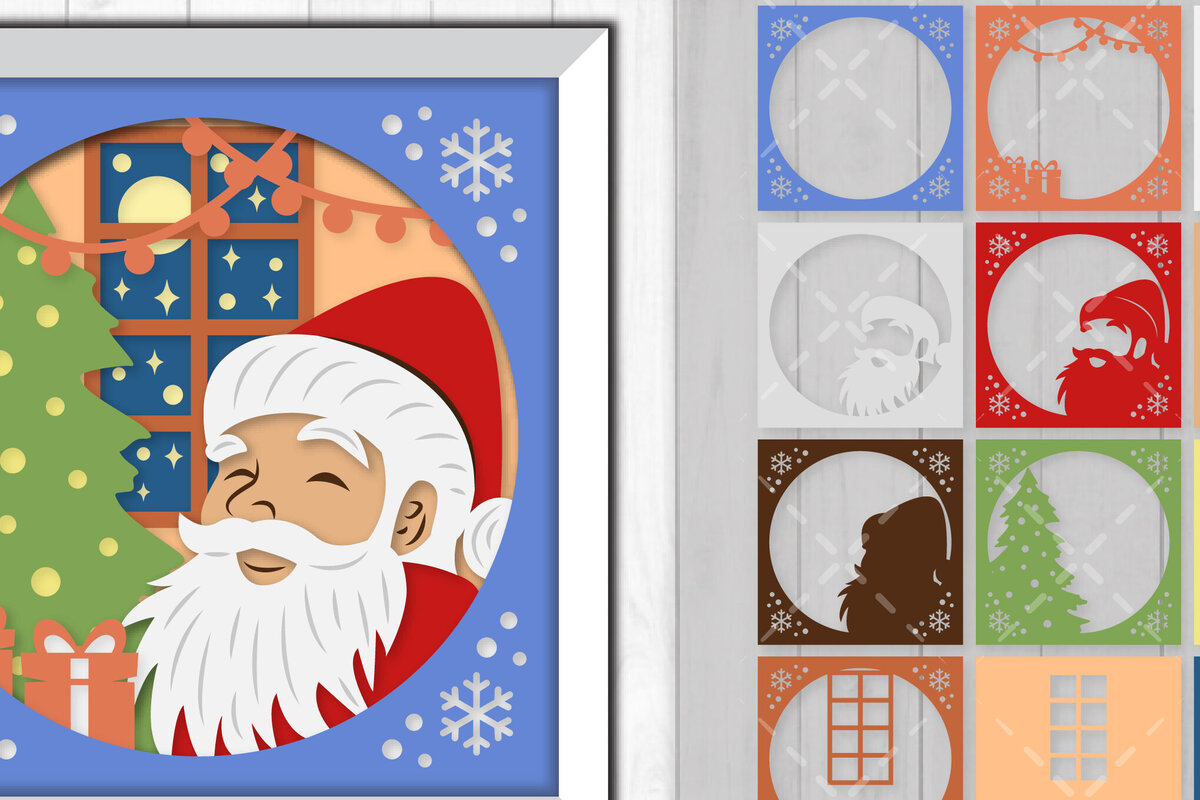 Intra απο ξύλο plywood 3mm-4mm πάχος Χριστουγεννιάτικο κουτί σκιών Άγιος Βασίλης 3D Δίασταση 30x20 cm INTRAFABR-81733260