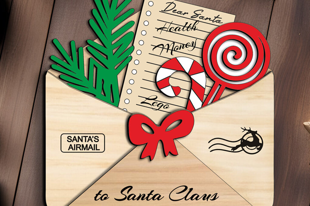 Σετ των 3 Intra απο ξύλο plywood 3mm-4mm πάχος Λίστα ευχών Χριστουγέννων Άγιος Βασίλης Δίασταση 6x6 cm INTRAFABR-105876433