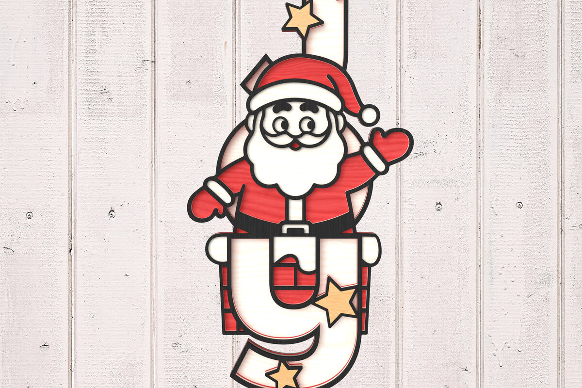 Σετ των 3 Intra απο ξύλο plywood 3mm-4mm πάχος Χριστουγεννιάτικο στολίδι Santa Joy Cut  Δίασταση 8x8 cm INTRAFABR-106583269