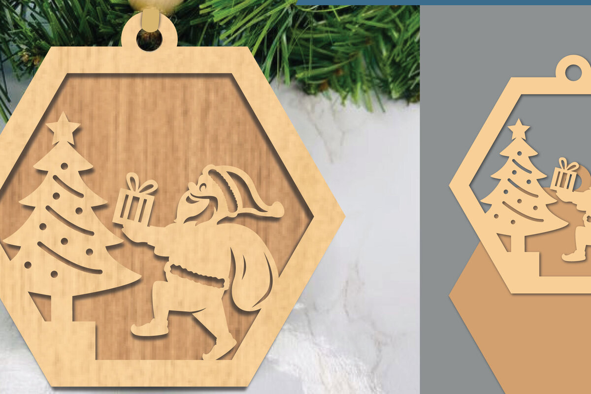 Σετ των 3 Intra απο ξύλο plywood 3mm-4mm πάχος Χριστουγεννιάτικο στολίδι με Δίασταση 8x8 cm INTRAFABR-105774129