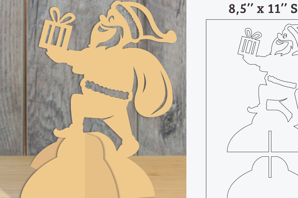 Σετ των 3 Intra απο ξύλο plywood 3mm-4mm πάχος Εκτυπώσιμο πρότυπο κοπής Χριστουγέννων Santa Δίασταση 15x15 cm INTRAFABR-111384138