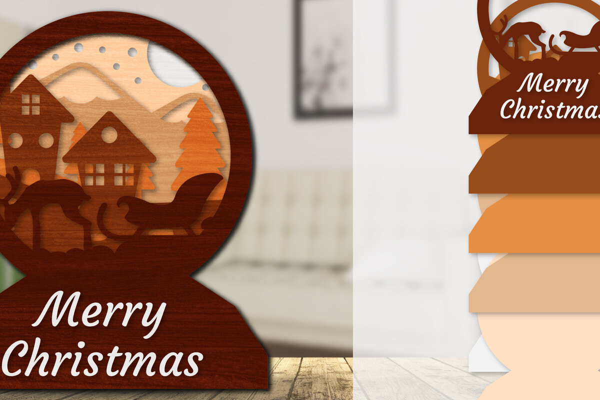 Intra απο ξύλο plywood 3mm-4mm πάχος Χριστουγεννιάτικο έλκηθρο 3D  Δίασταση 30x20 cm INTRAFABR-110790535