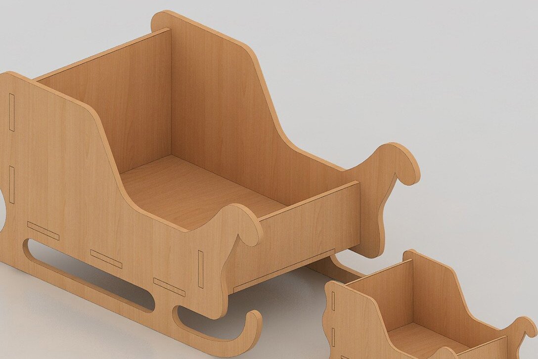 Intra απο ξύλο plywood 3mm-4mm πάχος Χριστουγεννιάτικο ντεκόρ με έλκηθρο σε ψηφιακή μορφή Δίασταση 30x20 cm INTRAFABR-42386348