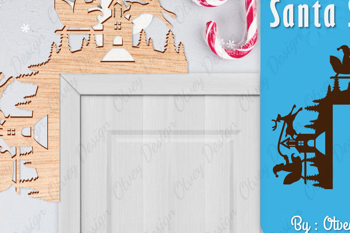 Intra απο ξύλο plywood 3mm-4mm πάχος Χριστουγεννιάτικο Santa Sleigh Door Corner  Δίασταση 30x20 cm INTRAFABR-110788700