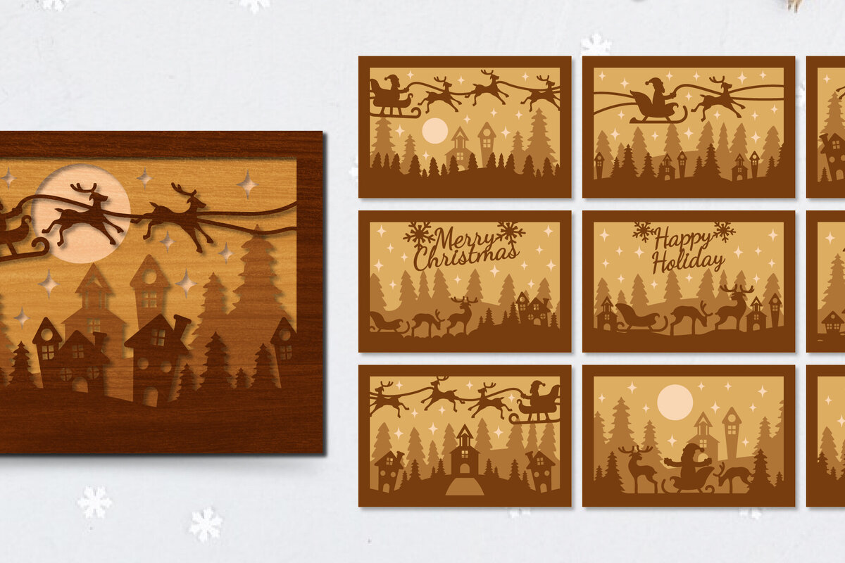 Intra απο ξύλο plywood 3mm-4mm πάχος Χριστουγεννιάτικο έλκηθρο με λέιζερ Δίασταση 30x20 cm INTRAFABR-110791427