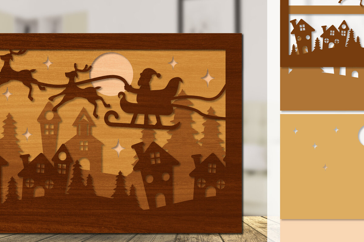 Intra απο ξύλο plywood 3mm-4mm πάχος Χριστουγεννιάτικο έλκηθρο με λέιζερ Δίασταση 30x20 cm INTRAFABR-110791153