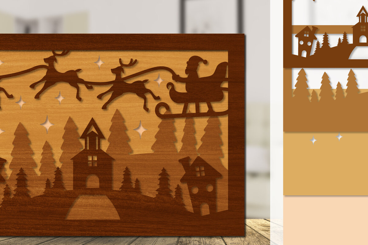 Intra απο ξύλο plywood 3mm-4mm πάχος Χριστουγεννιάτικο έλκηθρο με λέιζερ Δίασταση 30x20 cm INTRAFABR-110791323