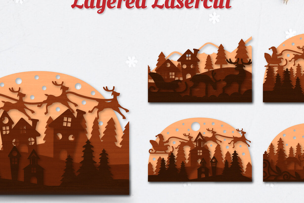 Intra απο ξύλο plywood 3mm-4mm πάχος Χριστουγεννιάτικο έλκηθρο με στρώσεις με λέιζερ Δίασταση 30x20 cm INTRAFABR-110141679