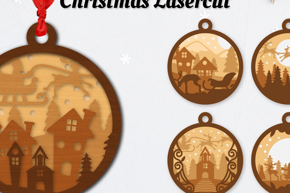 Σετ των 3 Intra απο ξύλο plywood 3mm-4mm πάχος Χριστουγεννιάτικο έλκηθρο στολίδι με λέιζερ Δίασταση 8x8 cm INTRAFABR-110141409