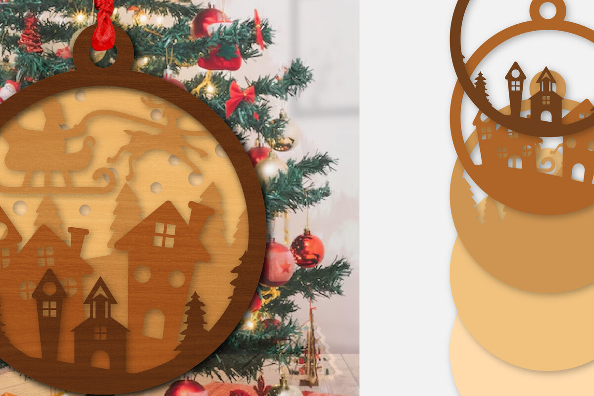 Σετ των 3 Intra απο ξύλο plywood 3mm-4mm πάχος Χριστουγεννιάτικο έλκηθρο στολίδι με λέιζερ Δίασταση 8x8 cm INTRAFABR-110141287