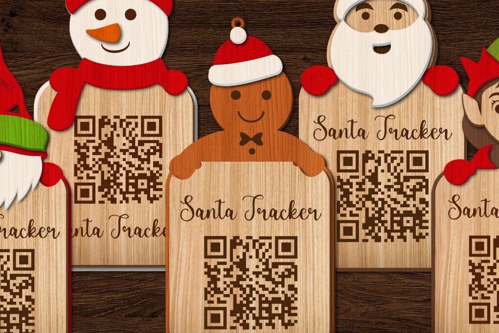 Σετ των 2 Intra απο ξύλο plywood 3mm-4mm πάχος Χριστουγεννιάτικο Santa Tracker Δίασταση 15x15 cm INTRAFABR-104821844