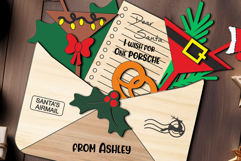 Σετ των 3 Intra απο ξύλο plywood 3mm-4mm πάχος Χριστουγεννιάτικο πάρτι φακέλου Λίστα ευχών Άγιου Βασίλη Δίασταση 5x5 cm INTRAFABR-107362167