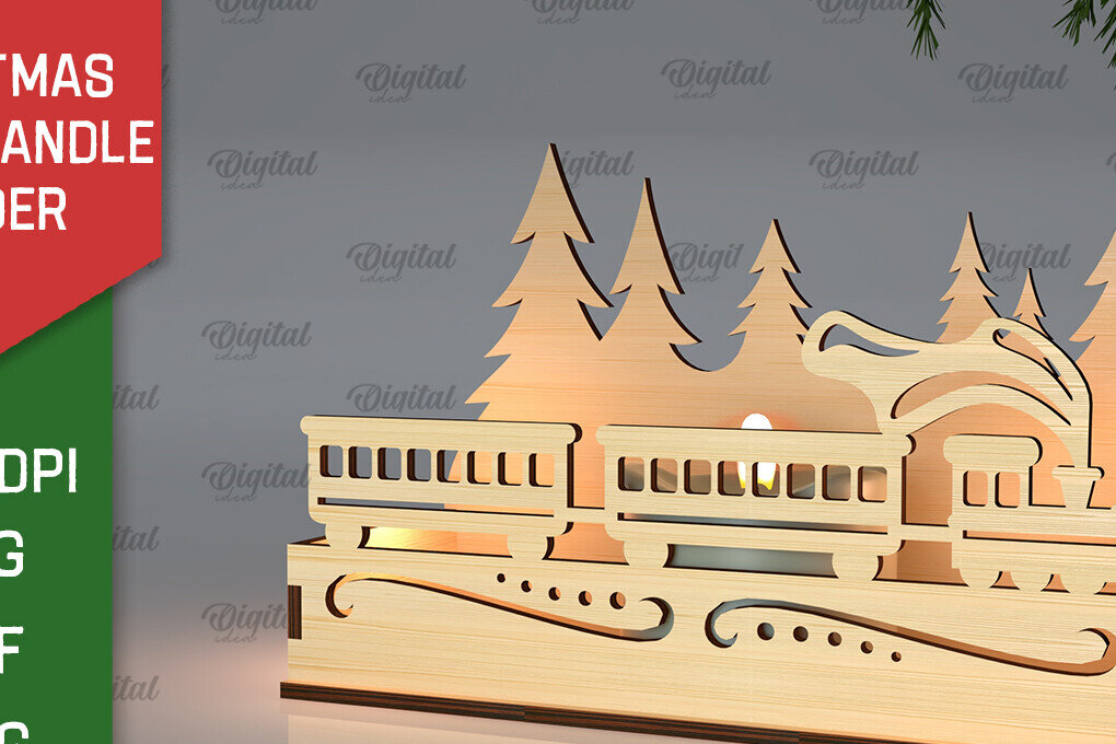 Σετ των 2 Intra απο ξύλο plywood 3mm-4mm πάχος Χριστουγεννιάτικη Σκηνή Κηροπήγιο Δίασταση 15x15 cm INTRAFABR-105630148