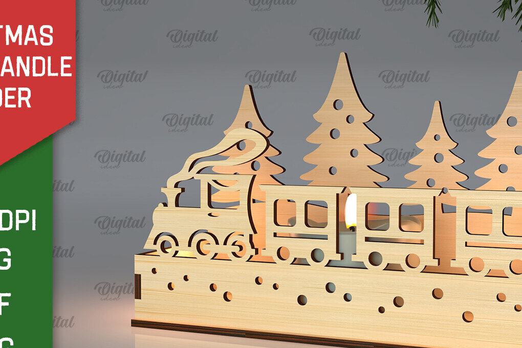 Σετ των 3 Intra απο ξύλο plywood 3mm-4mm πάχος Χριστουγεννιάτικη Σκηνή Κηροπήγιο Δίασταση 15x15 cm INTRAFABR-105629976