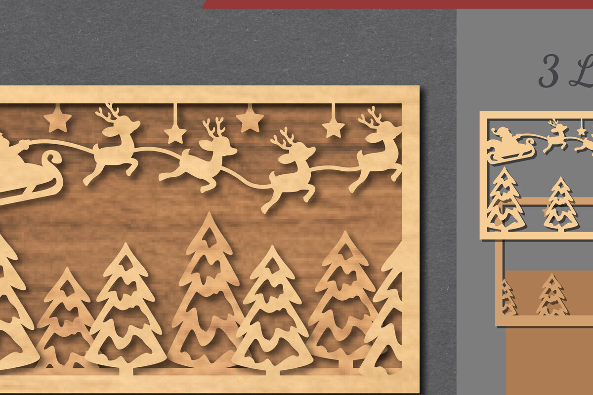Σετ των 2 Intra απο ξύλο plywood 3mm-4mm πάχος Χριστουγεννιάτικη Σκηνή Διακόσμηση Δίασταση 15x15 cm INTRAFABR-112553518