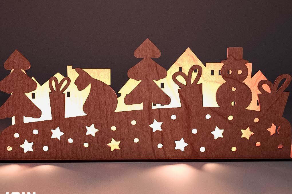 Σετ των 2 Intra απο ξύλο plywood 3mm-4mm πάχος Χριστουγεννιάτικη Σκηνή Δίασταση 15x15 cm INTRAFABR-75890972